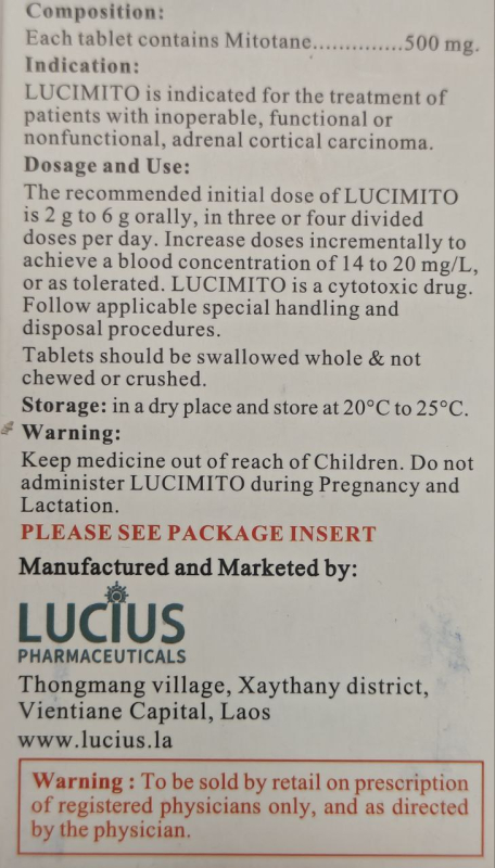 Лізодрен / Lysodren (мітотан) табл. 500 мг №100, генерик - фото