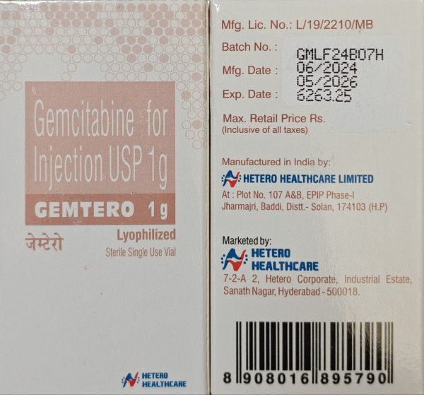 Гемцитабін / Gemcitabine ліофілізат д/пригот. р-ну д/інф. 1 г у фл., Індія - фото