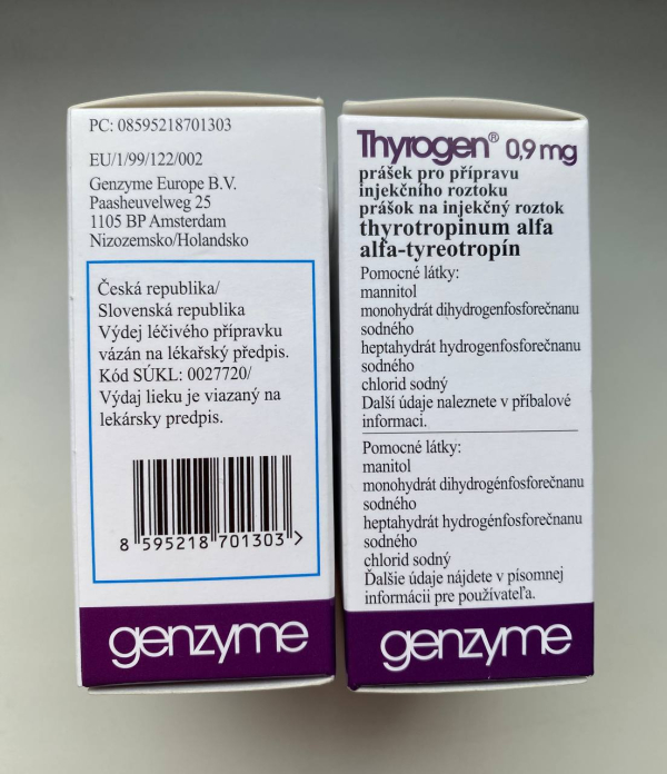 Тироген / Thyrogen (тиротропін альфа) порошок д/пригот. р-ну д/інф. 0,9 мг 2 фл. - фото