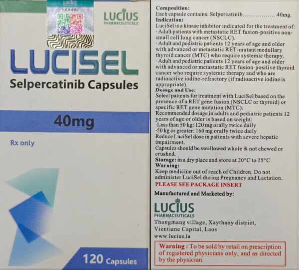 Рецевмо / Retsevmo / селперкатініб / Selpercatinib 40 мг 120 таб. Генерік, Бангладешь - фото