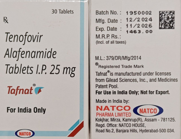 Віреад / Viread (тенофовір дизопроксил) табл. 300 мг №30, Mylan, Індія - фото
