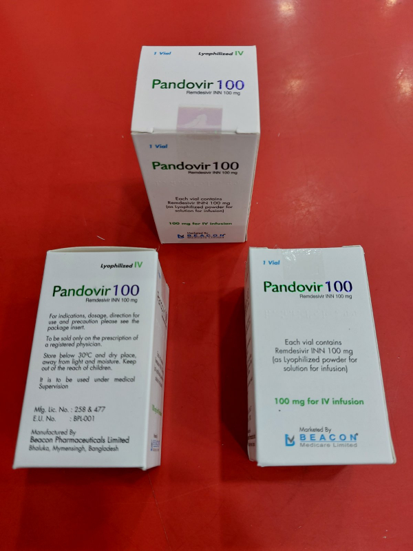 Пандовір / Pandovir (ремдесивір) порошок д/пригот. р-ну д/інф. 100 мг у фл., Бангладеш - фото
