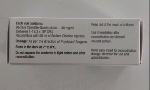 ОНКО-БЦЖ / Onco-BCG ліофілізат д/пригот. р-ну д/інтра-везик. введ. 40 мг, 1 доза, Індія - фото