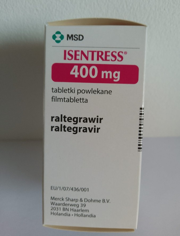 Isentress (raltegravir) 400 mg, 60 film-coated tablets - photo